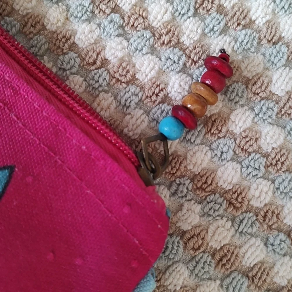 LAUREL BURCH small clutch make up bag in pink and blue.